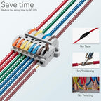 6pcs DIN Rail Terminal Blocks, DIY Splicing Wire Connectors for Circuit Inline 28-12AWG (4 in 8 Out)