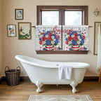 Independence Day Kitchen Tier Curtains 36 Inch Long 2 Panel Set,Rod Pocket Half Window Curtains Over Sink,4 of July Rose Wooden Grain Vintage Light Filtering Short Drapes Cafe 27.5"W x 36"L