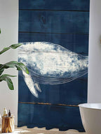 Sheer Curtains 108 Inches Long, Summer Whale Semi Sheer Curtains Light Filtering Window Treatment, Ocean Watercolor Wooden Grain Blue Privacy Voile Drapes for Living Room Bedroom 52x108 Inch