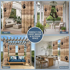 Wood Grain Outdoor Curtains for Patio Claws Animals Wooden Brown Waterproof Outside Curtains with Grommet Top Weatherproof Curtain for Cabana Pergola Gazebo, 2 Pack, 54" W x 84" L