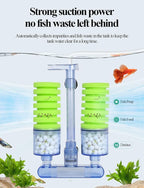 UPETTOOLS Aquarium Biochemical Sponge Filter（M）, Ultra Quite Aquarium Air Pump Double Head Bio Sponge Fish Tank Foam Filter,15-50 Gallon