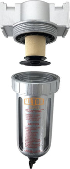 1/4" NPT Mini Particulate Filter/Water Trap For Air Compressor Compressed Air Lines, 5u With Poly Bowl And Metal Bowl Guard (MANUAL DRAIN)