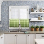 Gradient Green Wooden Board Window Valance Curtains, Retro Country Wood Grain Light Filtering Kitchen Valance with 3-inch Rod Pocket for Living Room Bathroom Bedroom,2 Panel,27.5x24In