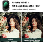 GREEN.L Variable ND2-32 & 1/4 Black Mist Filter for DJI Osmo Pocket 3, Magnetic 2-in-1 ND Cinematic Filter, HD Multi-Coated Optical Glass for Cinematic Video