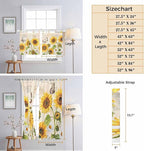 Yellow Sunflowers Bedroom Curtains 63 Inch Length, Window Curtains Tab Top, Country Farm Butterfly Flower Light Beige Light Filtering Window Treatments Drapes 42"x63" 2 Panel