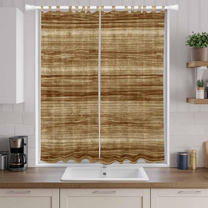 Vintage Western Living Room Curtains 84 Inch Length, Window Curtains Tab Top, Rustic Farmhouse Wooden Grain Barn Door Light Filtering Window Treatments Drapes 52"x84" 2 Panel