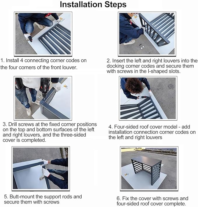 Aluminum Air Conditioner Fence Set of 2, Louvered Outdoor AC Unit Cover, Decorative Privacy Screen, Weatherproof and Anti-Theft (White 100x50x70cm/39x20x28in)
