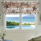 Rustic Star Brown Curtain Valances for Windows, Kitchen Valance Window Treatment, Vintage Plants Berry Wooden Grain Light Filtering Block Curtains for Bathroom/Bedroom/Living Room 60'' x 18''