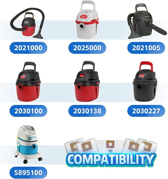 Micro Shop Vac Bags 1-1.5 Gallon by ALYYDBG, Type A - 90667 9066700 9066733 Disposable Vacuum Cleaner Collection Filter Bag 5 PCS