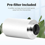 iPower 4'' Air Carbon Australia Virgin Charcoal, Pre-Filter Included Reversible Flange 4" x 14", Smelliness Control for Grow Tent, 4"X14", Inline Duct Fan, Odor Scrubber, Silver