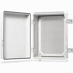 QILIPSU Waterproof Junction Box IP67 Outdoor Plastic Electrical Project Enclosure Weatherproof with Mounting Plate, Wall Brackets, Hinged Grey Cover 16.1"x12.2"x7.1"