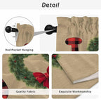 Red Green Christmas Kitchen Curtains 54 Inch Long 2 Panel Set, Rod Pocket Window Curtains Panels, Xmas Botanical Winter Farmhouse Light Filtering Drapery Draperies for Bathroom Bedroom 52"W x 54"L