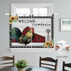 Farmhouse Rooster Bedroom Curtains 63 Inch Length, Window Curtains Tab Top, Rustic Red Barn Windmill Sunflowers Light Filtering Window Treatments Drapes 42"x63" 2 Panel