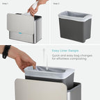 Home Zone Living Kitchen Compost Bin with CleanAura, Stainless Steel, Small and Compact Design, Includes Placement Attachments, 5 Liter Capacity, Silver