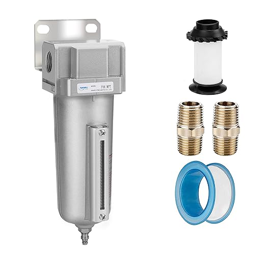 NANPU Industrial Grade Heavy Duty Particulate Filter, Metal Bowl, Suitable for Paint Spray (3/4" NPT, Manual Drain)