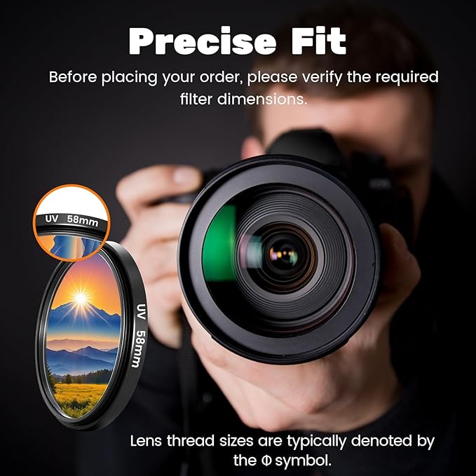 52mm UV+CPL+FLD Lens Filter Kit with Protective Storage Case, Multi-Coated Optical Camera Filters Sets UV Blocking + CPL Polarizer + Fluorescent Filter for Street Photography