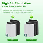 5510 5520 Replacement Filter Q for WINIX 5510 5520 PlasmaWave Air Purifier, H13 True HEPA and Activated Carbon Filter Combo Pack, Part # 1712-0123-00, 4 Set