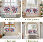 Independence Day Kitchen Tier Curtains 36 Inch Long 2 Panel Set,Rod Pocket Half Window Curtains Over Sink,4 of July Rose Wooden Grain Vintage Light Filtering Short Drapes Cafe 27.5"W x 36"L