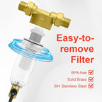 Spin Down Sediment Filter, Inline Water Filter for Home Well Water, 40/100/200 Micron Whole House Prefilter Filtration System, 1" MNPT + 3/4" FNPT + 3/4"MNPT, Lead-Free Brass
