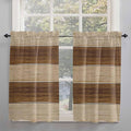 Retro Country Brown Wooden Board Window Valance Curtains, Farmhouse Gradient Plank Light Filtering Kitchen Valance with 3-inch Rod Pocket for Living Room Bathroom Bedroom,2 Panel,27.5x45In