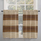 Retro Country Brown Wooden Board Window Valance Curtains, Farmhouse Gradient Plank Light Filtering Kitchen Valance with 3-inch Rod Pocket for Living Room Bathroom Bedroom,2 Panel,27.5x45In