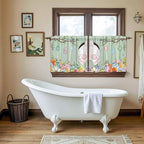 Easter Kitchen Tier Curtains 24 Inch Long 2 Panel Set,Rod Pocket Cafe Small Window Curtains Over Sink,Spring Watercolor Bunny Eggs Wooden Grain Green Light Filtering Short Drapes 27.5"W x 24"L