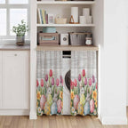 Easter Kitchen Curtains 54 Inch Long 2 Panel Set, Rod Pocket Window Curtains Panels, Retro Spring Bunny Eggs Tulip Farm Wooden Grain Light Filtering Drapery Draperies for Bathroom Bedroom 52"W x 54"L