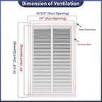 14"W x 24"H [Duct Opening Size] Steel Return Air Filter Grille - Removable Face/Door for 1 inch Filters -HVAC Vent Cover Grill - White [Outer Dimensions: 16 5/8"W X 26 5/8"H]
