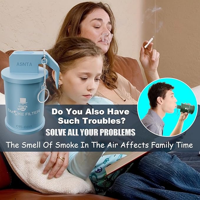 Personal Smoke Air Filter - Replaceable Filter,Suitable for Capturing Smoke and Removing Odors in Cars, Offices and Bedrooms, Durable for 500 Times of Use, Easy Breathing(Blue)