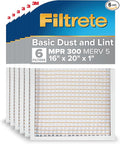 Filtrete 16x20x1 AC Furnace Air Filter, MERV 5, MPR 300, Capture Unwanted Particles, 3-Month Pleated 1-Inch Electrostatic Air Cleaning Filter, 6-Pack (Actual Size15.69x19.69x0.81 in)