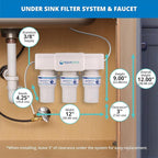Aquasana Under Sink Water Filter | 3-Stage Claryum Filtration | Reduces up to 99.99% of PFAS, Lead, Chlorine, & More | Under Counter Drinking Water Filter | Includes Chrome Faucet | AQ-6300-CHR