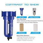 NANPU 3/8" NPT Compressed Air Filter, Zinc Alloy, 5 Micron Brass Element, Quick Release Bowl, Manual Drain, for Air Compressor ＆ Pneumatic Tools