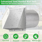 10 Inch Wall Vent Exhaust Vent Cover,Hooded Wall Vent with Screen and Damper,Outdoor Wall Exhaust Vent Cap Exterior Air Vent Cover for Kitchen Range Hood HVAC Duct Dryer Ventilation, Stainless Steel