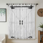 Farmhouse Wood Grain Living Room Curtains 96 Inch Length, Window Curtains Tab Top, Vintage Country Barn Gate Grey Light Filtering Window Treatments Drapes 52"x96" 2 Panel