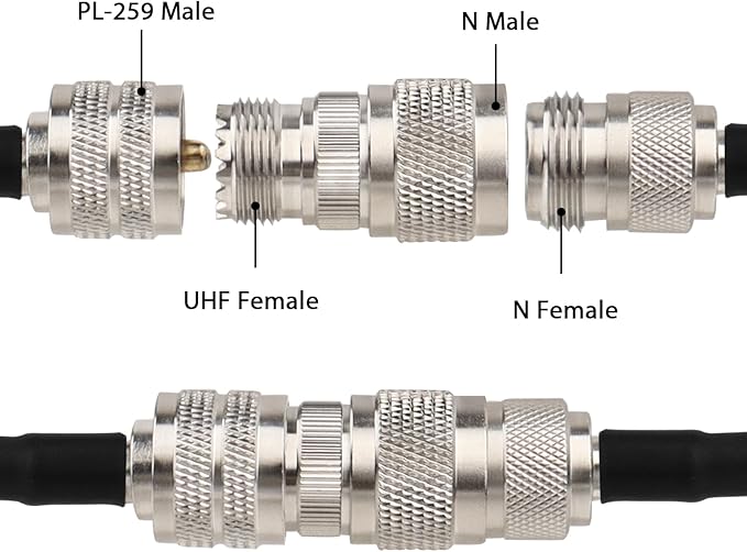10 Pack N Male to UHF Female SO-239 Connector Adapter N Connector to PL-259 SO239 RF Coaxial Cable Adapter