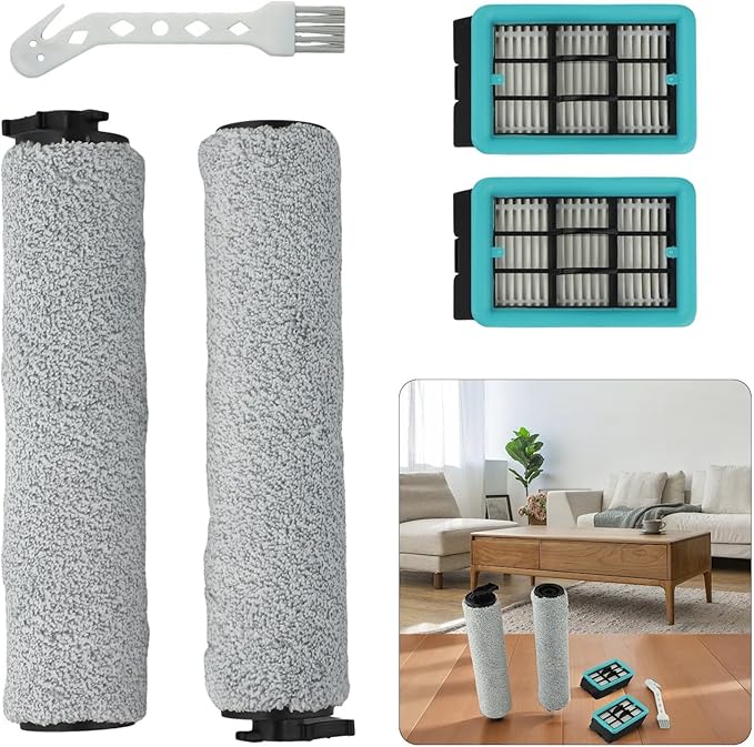 Replacement Brush Filter and Roller Brush Set, Compatible with For Bissell For CrossWave,3831 HF2 3845 3847 3848,Scrubber Accessories, Wet Dry Vacuum Cleaner Filter Kit, Hard Floor Cleaning Brush