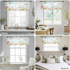 Easter Sheer Valances for Windows 54"x18", Light Filtering Kitchen Curtains Valance, Spring Watercolor Bunny Eggs Tulip Flower Plant Rod Pocket Chiffon Curtains for Living Room Bedroom Cafe