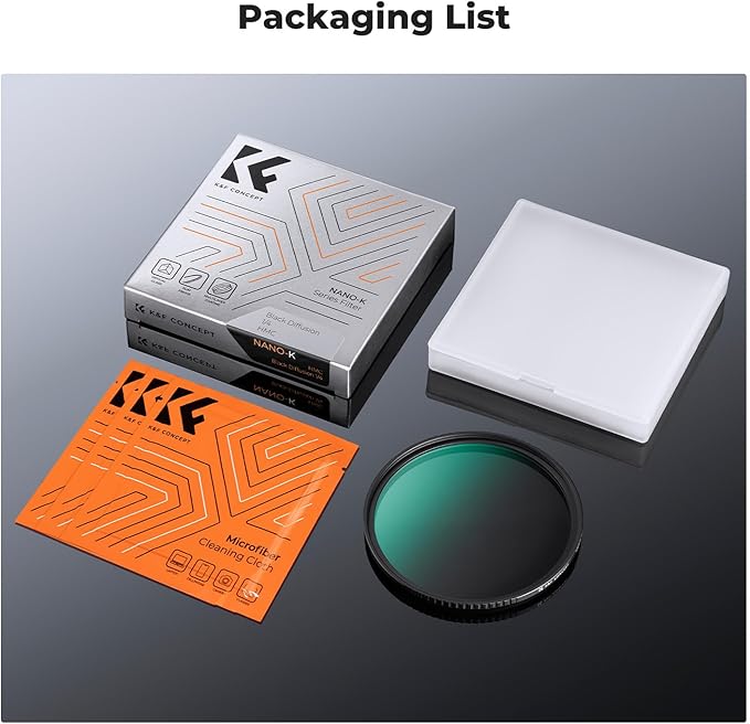 K&F CONCEPT 72mm Black Diffusion 1/4 Filter Mist Cinematic Effect Filter with 18 Multi-Layer Coatings for Video/Vlog/Portrait Photography (K-Series)