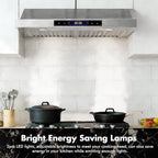 30 inch Wall Mount Range Hood Convertible Vent with Permanent Baffle Filters 800CFM Stainless Steel for Kitchen Gesture Sensing & Touch Control, 4 Speed Exhaust Fan, ETL listed (30 inch)