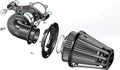 Big Sucker cone Air filter intake for harley air Cleaner Sportster Softail fatboy heritage dyna touring street road king Glide (Gauge style -Black, TypeD : Touring M8 17-UP, Softail 18-UP)