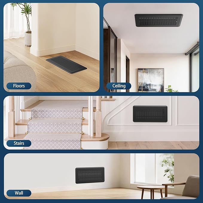 Magnetic Vent Covers with Vent Screen 7x13 Inch, Black Mesh Vent Covers for Floor, Wall, Ceiling Air Vents to Block Dust, Pet Hair, Fits Standard HVAC Floor Registers in Home, RV, 3 Pack