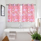 2 Panel Kitchen Cafe Curtains, Desert Camel Sunlight Filtering Nature Air Through, Window Decor Tier Curtains for Living Room 104W x 52L inch Vintage Sand Camel Leaves Flower Pattern Pink