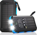 Solar Charger Power Bank 20,000mAh, Portable Charger, 4 Cables 3 Ports Fast Charging External Battery Pack with USB C for Cell Phones, Solar Panel Charger with Dual Flashlight for Camping