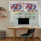 Independence Day Kitchen Tier Curtains 36 Inch Long 2 Panel Set,Rod Pocket Half Window Curtains Over Sink,4 of July Rose Wooden Grain Vintage Light Filtering Short Drapes Cafe 27.5"W x 36"L