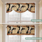 Farmhouse Cow Tie Up Valance Curtains for Windows, Kitchen Curtains Window Shades, Country Vintage Animals Wooden Grain Light Filtering Roman Curtain Valances for Bedroom/Bathroom/Cafe 54"x18"
