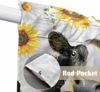 Retro Farmhouse Floral Swag Valances for Windows, Yellow Sunflowers Cows Butterfly Wood Rod Pocket Kitchen Curtains Valance, Small Window Curtains Swag for Cafe Living Room, 2 Panels, 36x36 inch