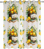 Lemon Outdoor Curtains for Patio Lemons Baskets Summer Tropical Plant Wood Waterproof Outside Curtains with Grommet Top Weatherproof Curtain for Cabana Pergola Gazebo, 2 Pack, 54" W x 108" L