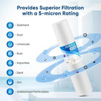 PUREPLUS 5 Micron 20" x 4.5" Whole House Sediment Home Water Filter Replacement Cartridge, Compatible with DGD-5005-20, AP810-2, P5-20BB, FP25B, FPMB5-20, 155358-43, SDC-45-2005, 4 Pack