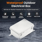 QILIPSU Waterproof Junction Box IP67 Outdoor Plastic Electrical Project Enclosure Weatherproof with Mounting Plate, Wall Brackets, Hinged Grey Cover 8.6"x6.7"x4.3"