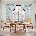 Easter Bunny Window Curtains 72 Inch Long 2 Panel Set,Rod Pocket Long Curtains & Drapes,Easter Eggs Spring Farmhouse Wood Grain Teal Blue Light Filtering Window Treatment for Bedroom 52"W x 72"L